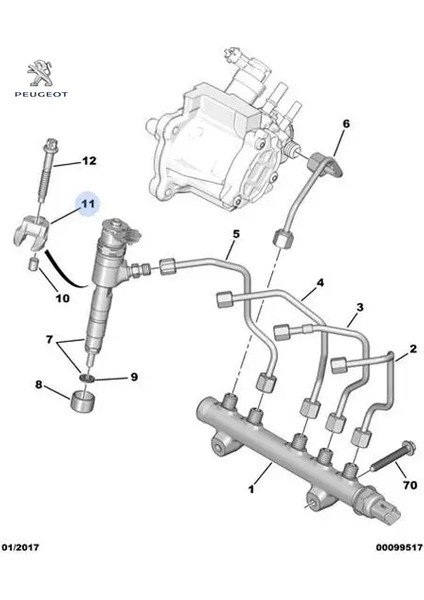 Enjektör Bağlanti Çatali Partner Tepee Peugeot 1613181280