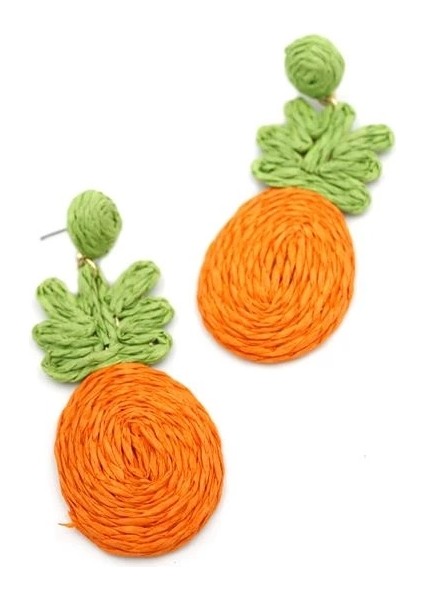 Ananas Hasır Küpe - Turuncu fiyatları