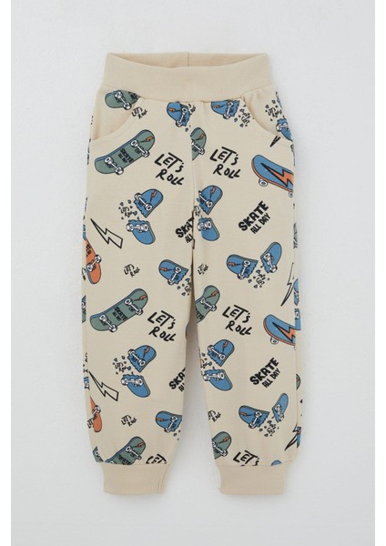 Erkek Çocuk Eşofman Takım Kaykay Desenli 3-7 Yaş, Krem modelleri