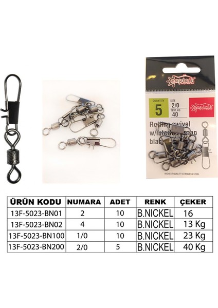 5023 Captain Inox Kilitli Klips Bl-Nı 10 Lu No1/0