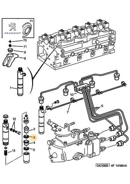 Enjektör Lastiği Üst Peugeot Opel 1981.50