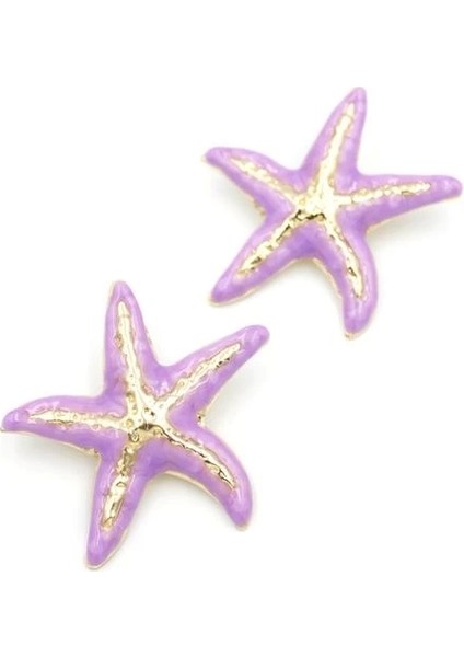 Mineli Deniz Yıldızı Küpe - Mor