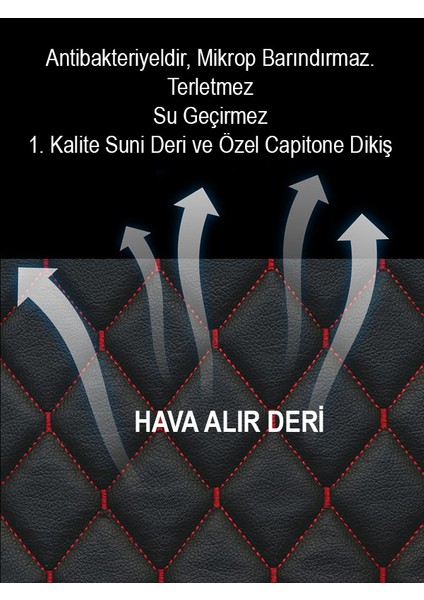 Citroen Ds5 2li Deri Kaplama Koltuk Minderi Siyah Kırmızı