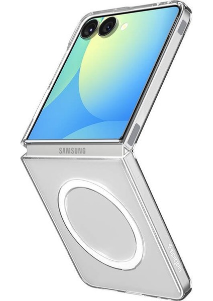 Samsung Galaxy Z Flip 7 ile Uyumlu ince Kılıf Ultra Hybrid Sararma Karşıtı DuraClear™ Hava Kanalı Teknolojisi™ Askeri Sınıf Koruma MagFit özellikli Clear White Şeffaf Kapak - ACS09556