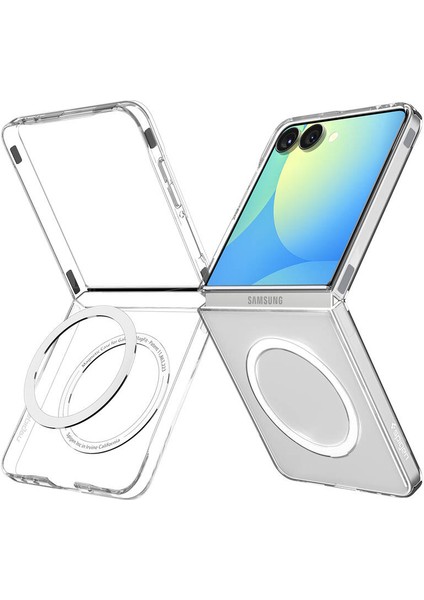 Samsung Galaxy Z Flip 7 ile Uyumlu ince Kılıf Ultra Hybrid Sararma Karşıtı DuraClear™ Hava Kanalı Teknolojisi™ Askeri Sınıf Koruma MagFit özellikli Clear White Şeffaf Kapak - ACS09556 modelleri