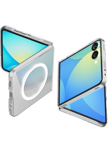Samsung Galaxy Z Flip 7 ile Uyumlu ince Kılıf Ultra Hybrid Sararma Karşıtı DuraClear™ Hava Kanalı Teknolojisi™ Askeri Sınıf Koruma MagFit özellikli Clear White Şeffaf Kapak - ACS09556 fırsatları