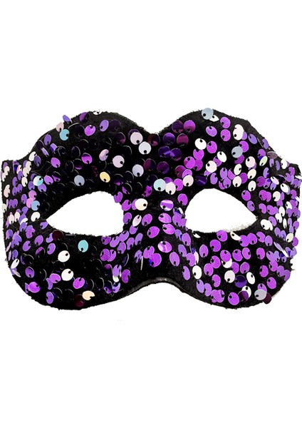 Mor Renk Arkadan Lastikli Pul Payet Işlemeli Balo After Parti Maskesi (4915) fiyatları