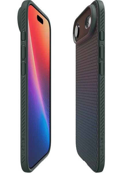 iPhone Air ile uyumlu ince Kılıf Liquid Air Hava Kanalı Teknolojisi™ Askeri Sınıf Koruma Abyss Green Dokulu Yüzey Kapak - ACS09924