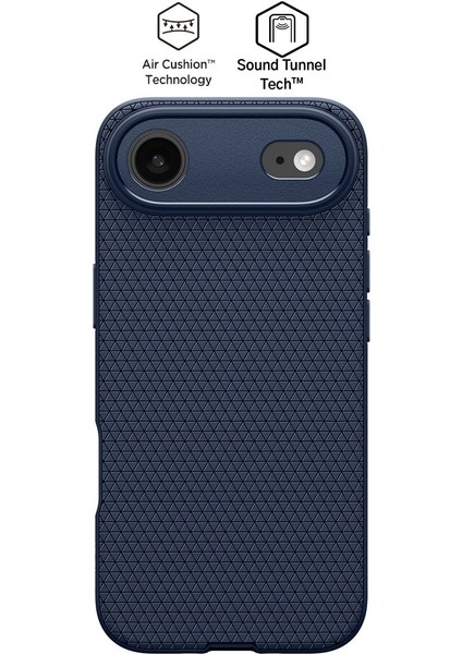 iPhone Air ile uyumlu ince Kılıf Liquid Air Hava Kanalı Teknolojisi™ Askeri Sınıf Koruma Navy Blue Dokulu Yüzey Kapak - ACS09923