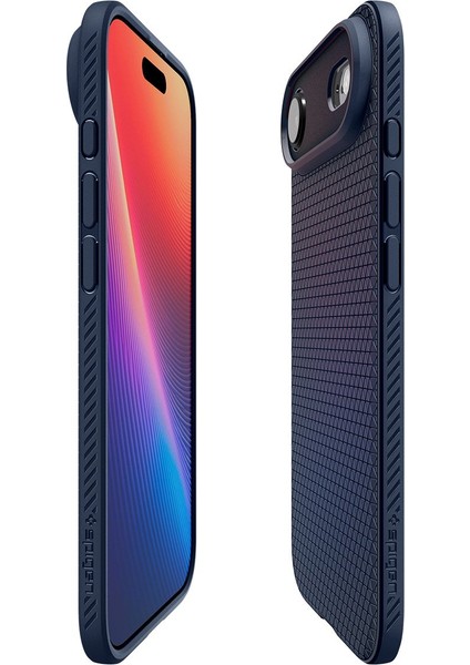 iPhone Air ile uyumlu ince Kılıf Liquid Air Hava Kanalı Teknolojisi™ Askeri Sınıf Koruma Navy Blue Dokulu Yüzey Kapak - ACS09923