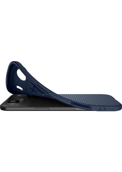iPhone Air ile uyumlu ince Kılıf Liquid Air Hava Kanalı Teknolojisi™ Askeri Sınıf Koruma Navy Blue Dokulu Yüzey Kapak - ACS09923
