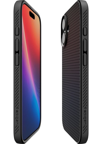 iPhone 17 ile uyumlu ince Kılıf Liquid Air Hava Kanalı Teknolojisi™ Askeri Sınıf Koruma Matte Black Dokulu Yüzey Kapak - ACS09977