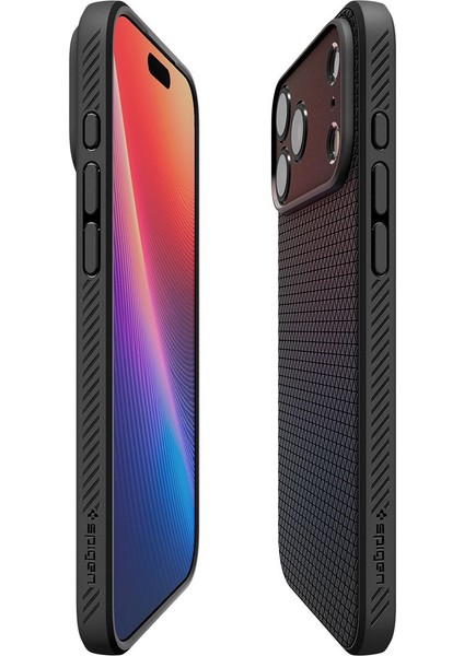 iPhone 17 Pro ile uyumlu ince Kılıf Liquid Air Hava Kanalı Teknolojisi™ Askeri Sınıf Koruma Matte Black Dokulu Yüzey Kapak - ACS09942