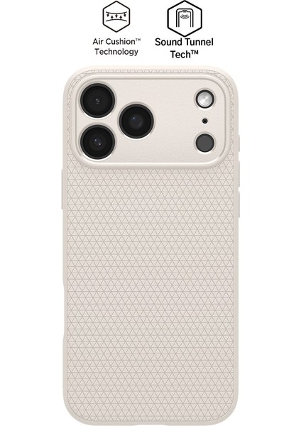 iPhone 17 Pro Max ile uyumlu ince Kılıf Liquid Air Hava Kanalı Teknolojisi™ Askeri Sınıf Koruma Natural Titanium Dokulu Yüzey Kapak - ACS09891