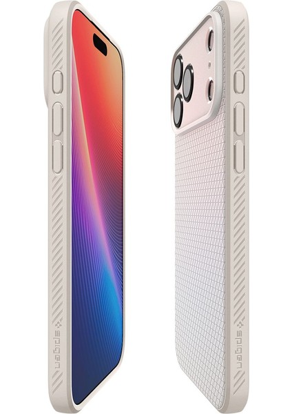 iPhone 17 Pro Max ile uyumlu ince Kılıf Liquid Air Hava Kanalı Teknolojisi™ Askeri Sınıf Koruma Natural Titanium Dokulu Yüzey Kapak - ACS09891