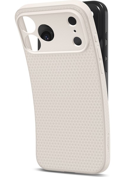 iPhone 17 Pro Max ile uyumlu ince Kılıf Liquid Air Hava Kanalı Teknolojisi™ Askeri Sınıf Koruma Natural Titanium Dokulu Yüzey Kapak - ACS09891