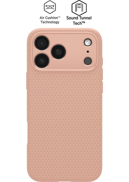 iPhone 17 Pro Max ile uyumlu ince Kılıf Liquid Air Hava Kanalı Teknolojisi™ Askeri Sınıf Koruma Rose Titanium Dokulu Yüzey Kapak - ACS09892