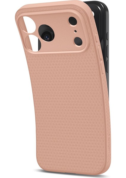 iPhone 17 Pro Max ile uyumlu ince Kılıf Liquid Air Hava Kanalı Teknolojisi™ Askeri Sınıf Koruma Rose Titanium Dokulu Yüzey Kapak - ACS09892