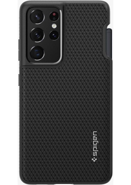 Galaxy S21 Ultra ile Uyumlu ince Kılıf Liquid Air Hava Kanalı Teknolojisi™ Askeri Sınıf Koruma Matte Black Dokulu Yüzey Kapak - ACS02831