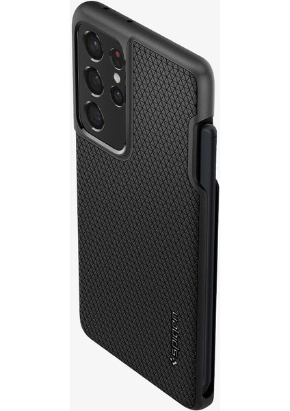 Galaxy S21 Ultra ile Uyumlu ince Kılıf Liquid Air Hava Kanalı Teknolojisi™ Askeri Sınıf Koruma Matte Black Dokulu Yüzey Kapak - ACS02831 fırsatları