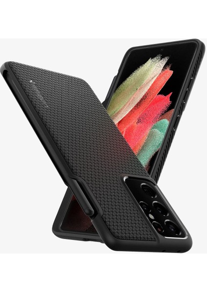 Galaxy S21 Ultra ile Uyumlu ince Kılıf Liquid Air Hava Kanalı Teknolojisi™ Askeri Sınıf Koruma Matte Black Dokulu Yüzey Kapak - ACS02831 indirimleri