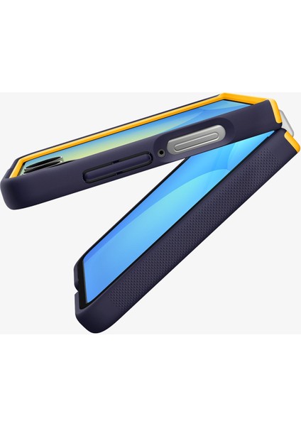 Spigen Galaxy Z Flip 7 ile Uyumlu Silikon Kılıf Nano Pop Mag Hava Kanalı Teknolojisi™ Askeri Sınıf Koruma MagFit özellikli Blueberry Navy Kaymaz Kapak - ACS09563 modelleri