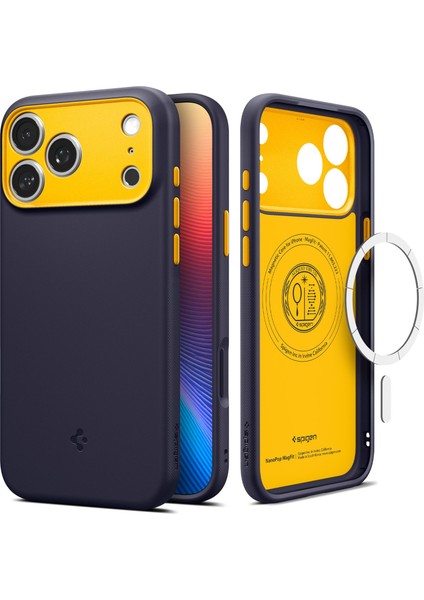 iPhone 17 Pro Max ile uyumlu Silikon MagSafe Kılıf Nano Pop Hava Kanalı Teknolojisi™ Askeri Sınıf Koruma MagFit Blueberry Navy Kaymaz Kapak - ACS09913 modelleri