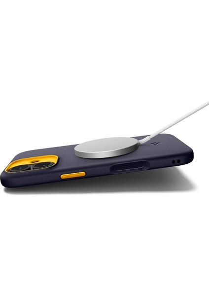 iPhone 17 ile uyumlu Silikon MagSafe Kılıf Nano Pop Hava Kanalı Teknolojisi™ Askeri Sınıf Koruma MagFit Blueberry Navy Kaymaz Kapak - ACS09990