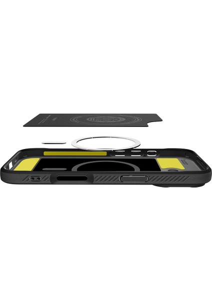 iPhone 17 ile uyumlu Ekstra Dayanıklı MagSafe Kılıf Rugged Armor Hava Kanalı Teknolojisi™ Askeri Sınıf Koruma MagFit Matte Black Çift Katman Kapak - ACS09975
