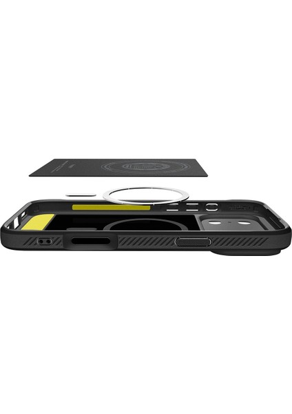 iPhone 17 Pro Max ile uyumlu Ekstra Dayanıklı MagSafe Kılıf Rugged Armor Hava Kanalı Teknolojisi™ Askeri Sınıf Koruma MagFit Matte Black Çift Katman Kapak - ACS09886