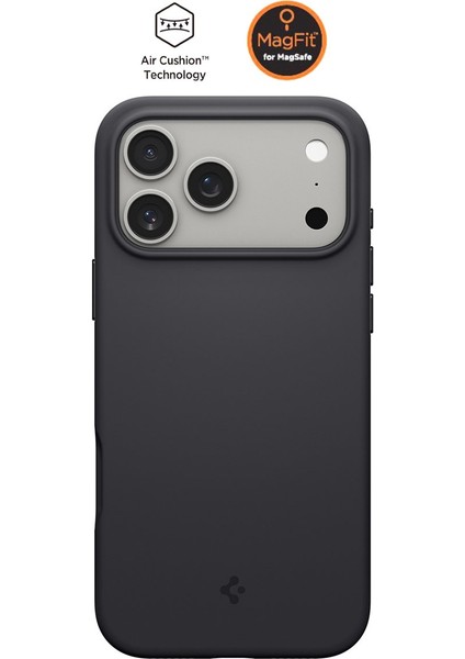 iPhone 17 Pro Max ile Uyumlu Silikon MagSafe Kılıf Silicone Fit Hava Kanalı Teknolojisi™ Askeri Sınıf Koruma MagFit Black Kaymaz Kapak - ACS09902