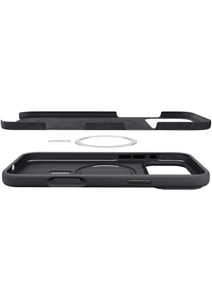 iPhone 17 Pro ile Uyumlu Silikon MagSafe Kılıf Silicone Fit Hava Kanalı Teknolojisi™ Askeri Sınıf Koruma MagFit Black Kaymaz Kapak - ACS09955