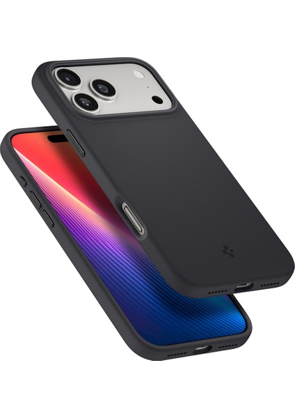 iPhone 17 Pro ile Uyumlu Silikon MagSafe Kılıf Silicone Fit Hava Kanalı Teknolojisi™ Askeri Sınıf Koruma MagFit Black Kaymaz Kapak - ACS09955