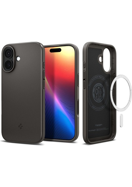 iPhone 17 ile uyumlu ince MagSafe Kılıf Thin Fit Hava Kanalı Teknolojisi™ Askeri Sınıf Koruma MagFit Gunmetal Kapak - ACS09971