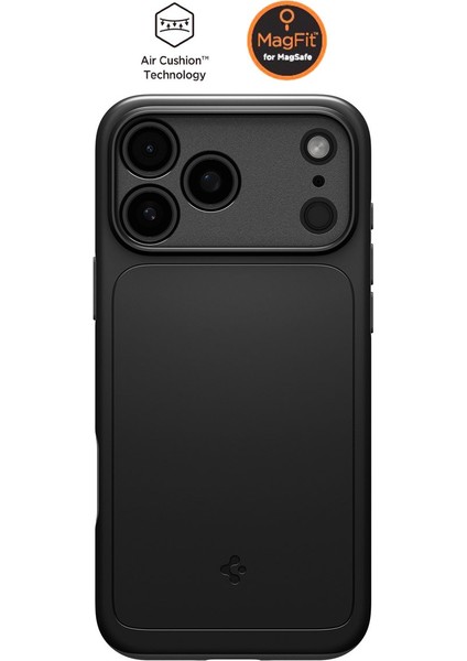 iPhone 17 Pro ile uyumlu ince MagSafe Kılıf Thin Fit Hava Kanalı Teknolojisi™ Askeri Sınıf Koruma MagFit Black Kapak - ACS09934
