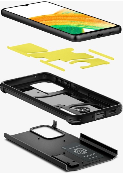 Galaxy A36 ile Uyumlu Ekstra Dayanıklı Kılıf Tough Armor Hava Kanalı Teknolojisi™ Askeri Sınıf Koruma KickStand'lı Black Çift Katman Kapak - ACS09166