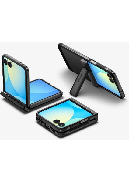Spigen Galaxy Z Flip 7 ile Uyumlu Ekstra Dayanıklı Kılıf Tough Armor Pro Hava Kanalı Teknolojisi™ Askeri Sınıf Koruma MagFit özellikli KickStand'lı Black Çift Katman Kapak - ACS09561 fiyatları