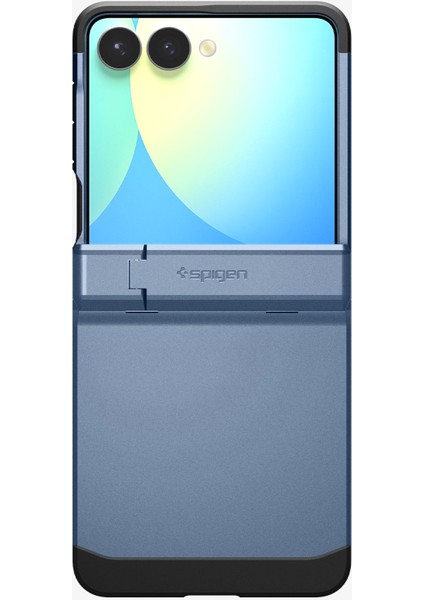 Spigen Galaxy Z Flip 7 ile Uyumlu Ekstra Dayanıklı Kılıf Tough Armor Pro Hava Kanalı Teknolojisi™ Askeri Sınıf Koruma MagFit özellikli KickStand'lı Sierra Blue Çift Katman Kapak - ACS09562