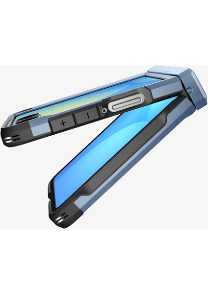Spigen Galaxy Z Flip 7 ile Uyumlu Ekstra Dayanıklı Kılıf Tough Armor Pro Hava Kanalı Teknolojisi™ Askeri Sınıf Koruma MagFit özellikli KickStand'lı Sierra Blue Çift Katman Kapak - ACS09562 modelleri