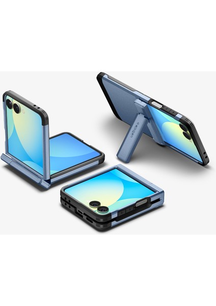 Spigen Galaxy Z Flip 7 ile Uyumlu Ekstra Dayanıklı Kılıf Tough Armor Pro Hava Kanalı Teknolojisi™ Askeri Sınıf Koruma MagFit özellikli KickStand'lı Sierra Blue Çift Katman Kapak - ACS09562 fırsatları