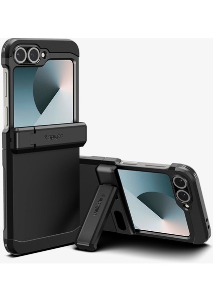 Spigen Galaxy Z Flip 7 FE / Z Flip 6 ile Uyumlu Ekstra Dayanıklı Kılıf Tough Armor Pro Hava Kanalı Teknolojisi™ Askeri Sınıf Koruma MagFit özellikli KickStand Black Çift Katman Kapak - ACS09807 fiyatları