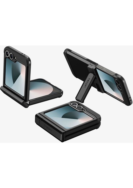 Spigen Galaxy Z Flip 7 FE / Z Flip 6 ile Uyumlu Ekstra Dayanıklı Kılıf Tough Armor Pro Hava Kanalı Teknolojisi™ Askeri Sınıf Koruma MagFit özellikli KickStand Black Çift Katman Kapak - ACS09807 indirimleri