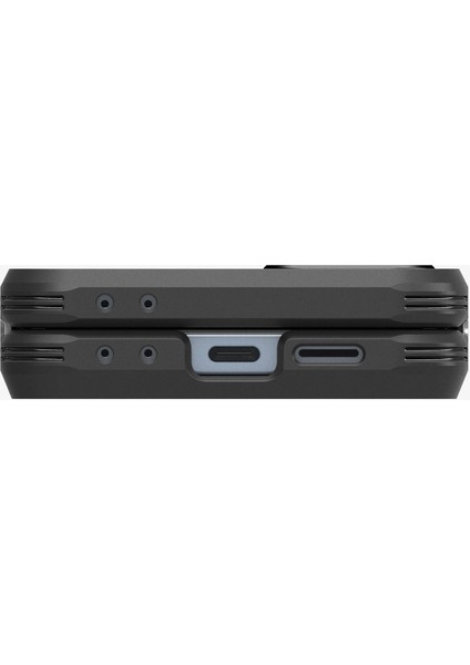 Spigen Galaxy Z Flip 7 FE / Z Flip 6 ile Uyumlu Ekstra Dayanıklı Kılıf Tough Armor Pro Hava Kanalı Teknolojisi™ Askeri Sınıf Koruma MagFit özellikli KickStand Black Çift Katman Kapak - ACS09807