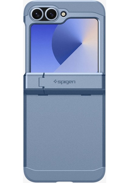 Spigen Galaxy Z Flip 7 FE / Z Flip 6 ile Uyumlu Ekstra Dayanıklı Kılıf Tough Armor Pro Hava Kanalı Teknolojisi Askeri Sınıf Koruma MagFit KickStand Sierra Blue Çift Katman Kapak - ACS09808