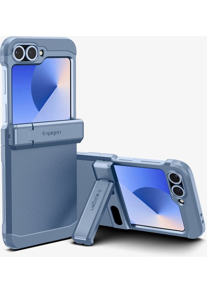 Spigen Galaxy Z Flip 7 FE / Z Flip 6 ile Uyumlu Ekstra Dayanıklı Kılıf Tough Armor Pro Hava Kanalı Teknolojisi Askeri Sınıf Koruma MagFit KickStand Sierra Blue Çift Katman Kapak - ACS09808 fiyatları