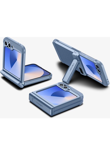 Spigen Galaxy Z Flip 7 FE / Z Flip 6 ile Uyumlu Ekstra Dayanıklı Kılıf Tough Armor Pro Hava Kanalı Teknolojisi Askeri Sınıf Koruma MagFit KickStand Sierra Blue Çift Katman Kapak - ACS09808 fırsatları