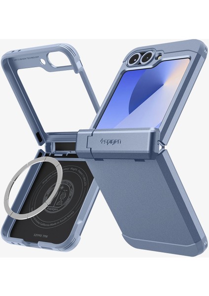 Spigen Galaxy Z Flip 7 FE / Z Flip 6 ile Uyumlu Ekstra Dayanıklı Kılıf Tough Armor Pro Hava Kanalı Teknolojisi Askeri Sınıf Koruma MagFit KickStand Sierra Blue Çift Katman Kapak - ACS09808 indirimleri
