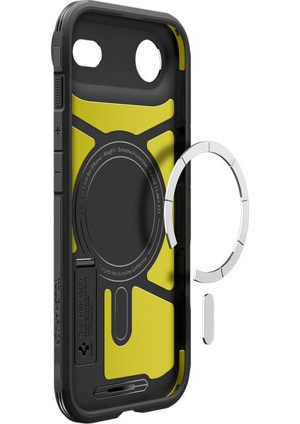 iPhone Air ile uyumlu Ekstra Dayanıklı MagSafe Kılıf Tough Armor Ai T Force Kamera Butonu Hava Kanalı Teknolojisi™ Askeri Sınıf Koruma MagFit KickStand'lı Black Çift Katman Kapak - ACS09928