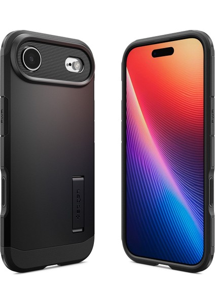 iPhone Air ile uyumlu Ekstra Dayanıklı MagSafe Kılıf Tough Armor Ai T Force Kamera Butonu Hava Kanalı Teknolojisi™ Askeri Sınıf Koruma MagFit KickStand'lı Black Çift Katman Kapak - ACS09928