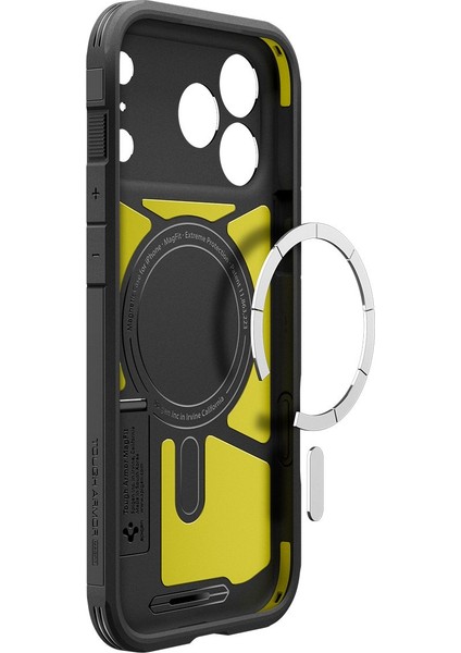 iPhone 17 Pro Max ile uyumlu Ekstra Dayanıklı MagSafe Kılıf Tough Armor Ai T Force Kamera Butonu Hava Kanalı Teknolojisi™ Askeri Sınıf Koruma MagFit KickStand Black Çift Katman Kapak - ACS09897 indirimleri
